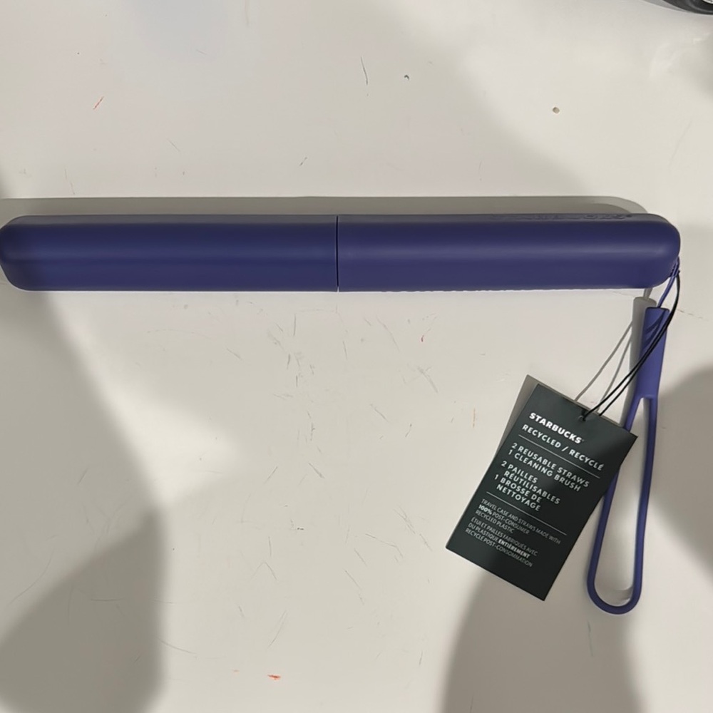 Starbucks Purple Reusable Straw, Cleaning Brush, and Travel Case